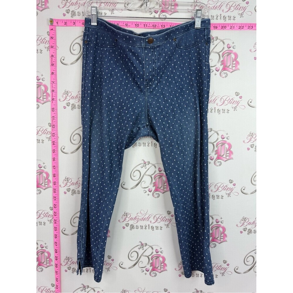 HUE Blue Polka Dot Stretch Leggings